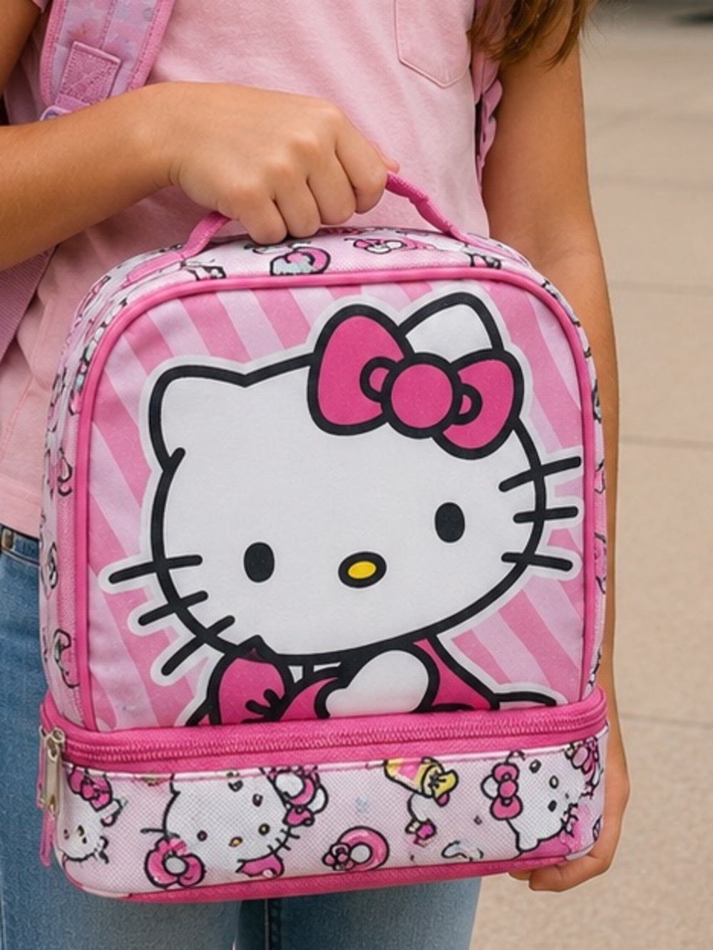 Hello Kitty Girls Pink Lunch Box Bag Sanrio Back to School for elementary school